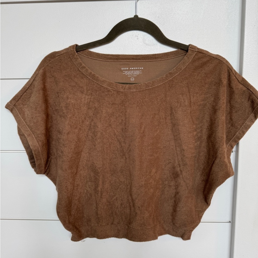 Good American Brown Terry Crop Top
Size 3/4